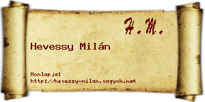 Hevessy Milán névjegykártya