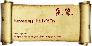 Hevessy Milán névjegykártya